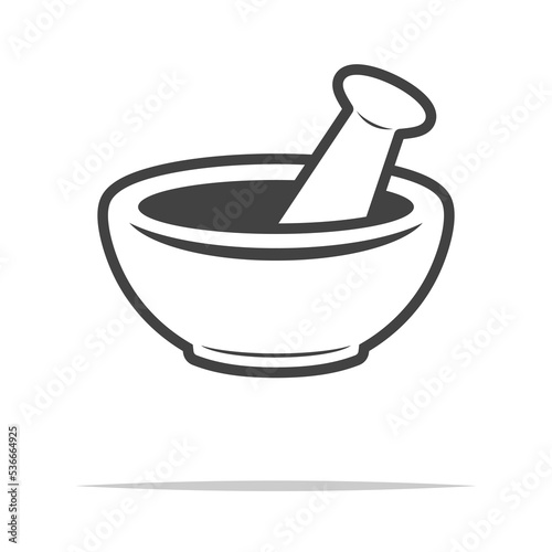 Vászonkép Mortar and pestle icon transparent vector isolated
