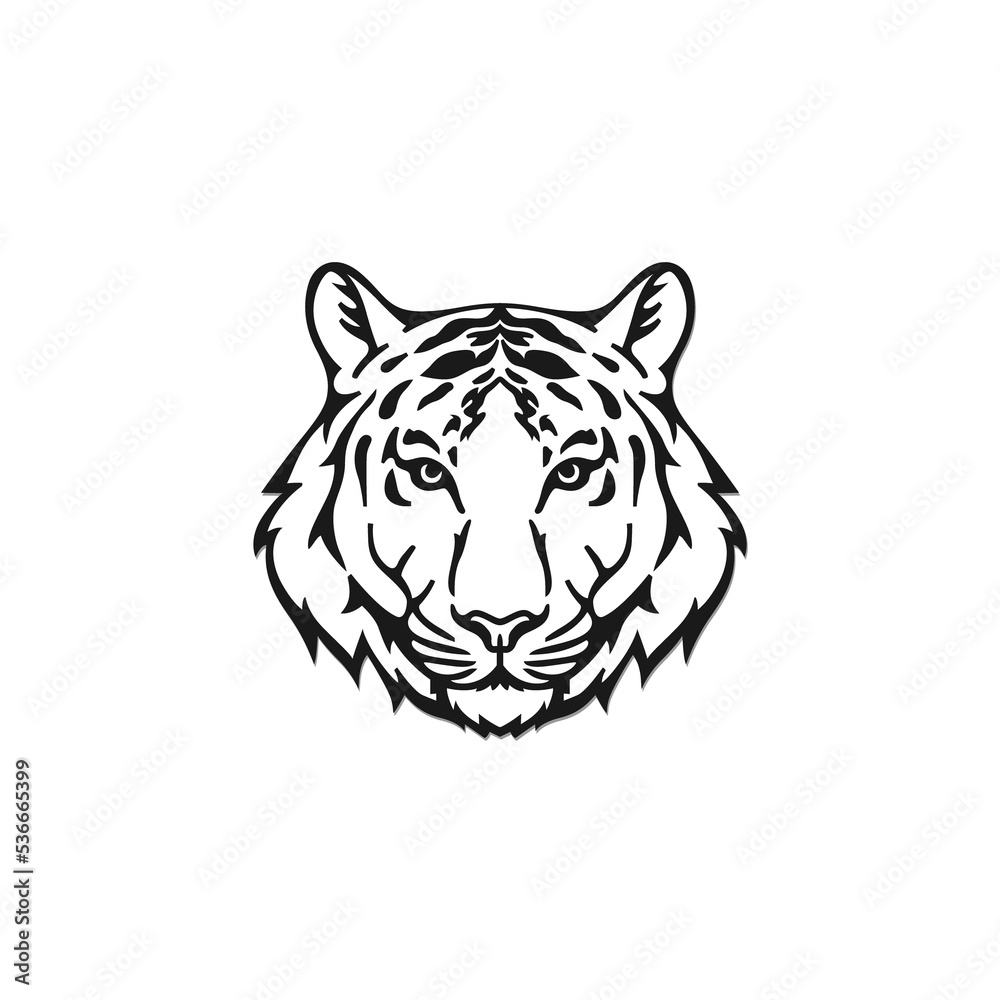 Tiger face illustration isolated on png transparent background