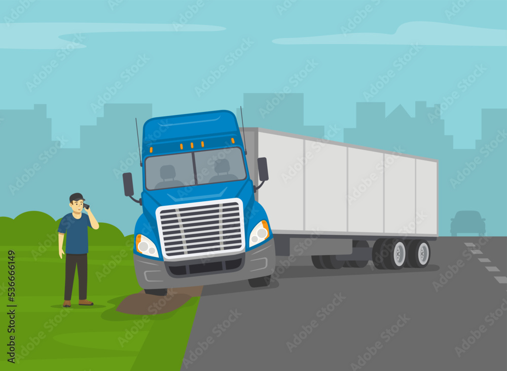 Safe heavy vehicle driving rules and tips. Driver calls emergency