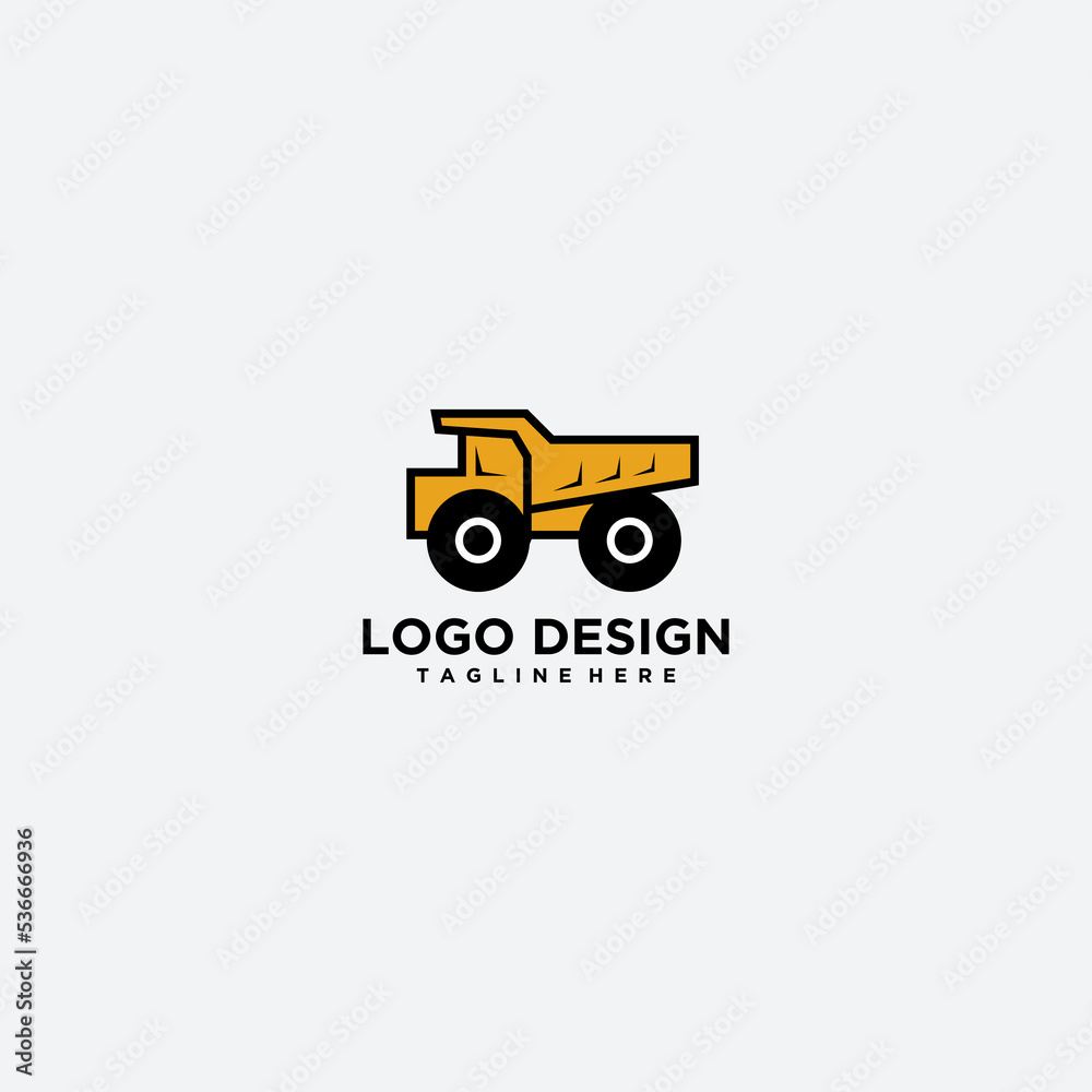 heavy dump truck logo design illustration