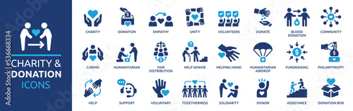 Vászonkép Charity and Donation icon set
