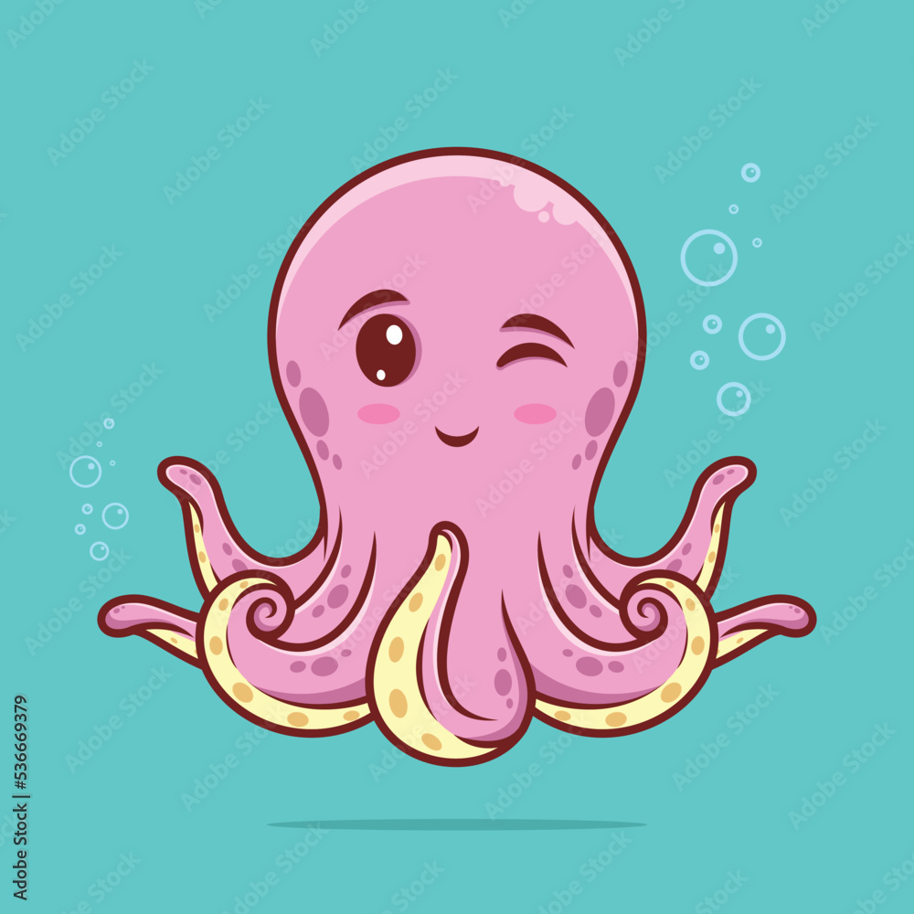 Cute octopus gives a wink cartoon vector Cute octopus gives a wink cartoon vector