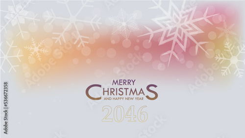 Snowflakes with blurred bubbles on colourful gradient background.