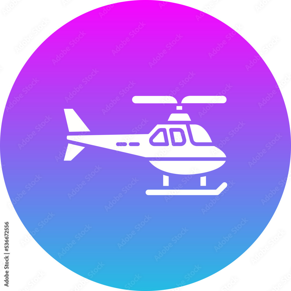 Helicopter Gradient Circle Glyph Inverted Icon