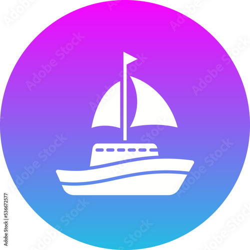 Sailboat Gradient Circle Glyph Inverted Icon