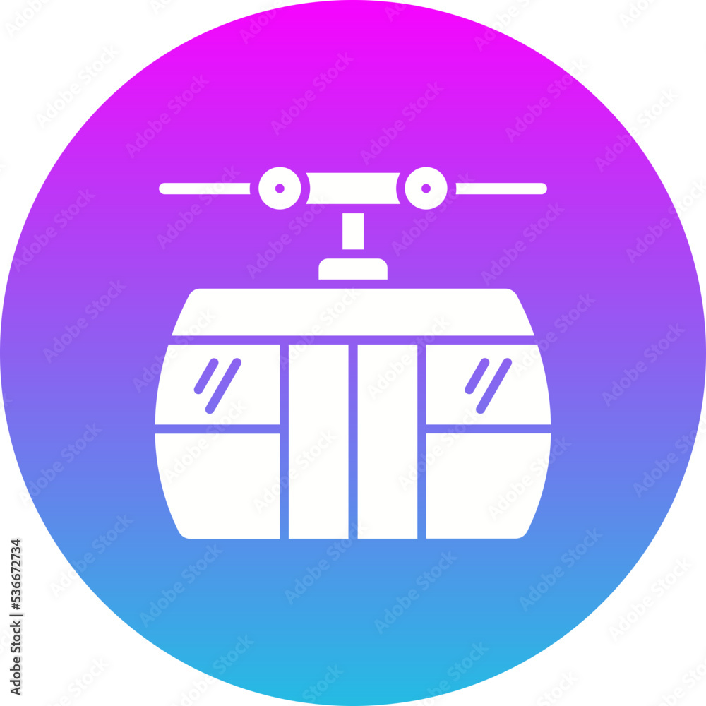 Cable Car Gradient Circle Glyph Inverted Icon Cable Car Gradient Circle Glyph Inverted Icon