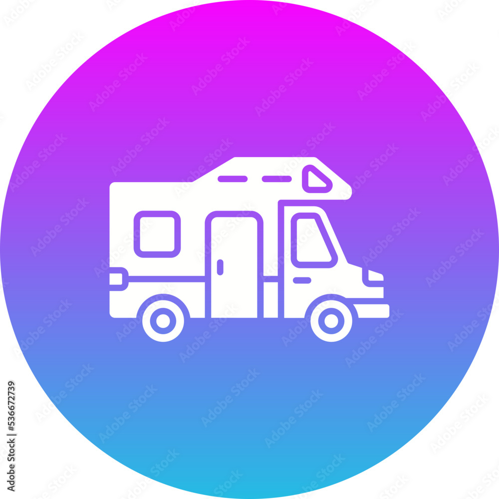 Camper Van Gradient Circle Glyph Inverted Icon Camper Van Gradient Circle Glyph Inverted Icon