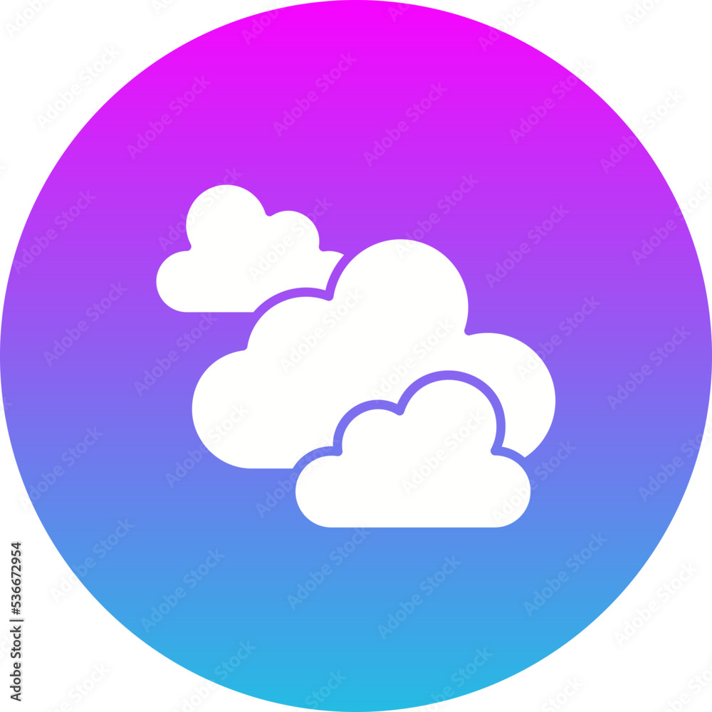 Clouds Gradient Circle Glyph Inverted Icon