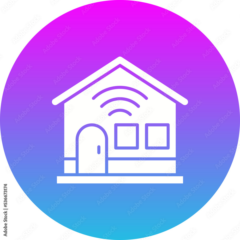 Smart House Gradient Circle Glyph Inverted Icon Smart House Gradient Circle Glyph Inverted Icon