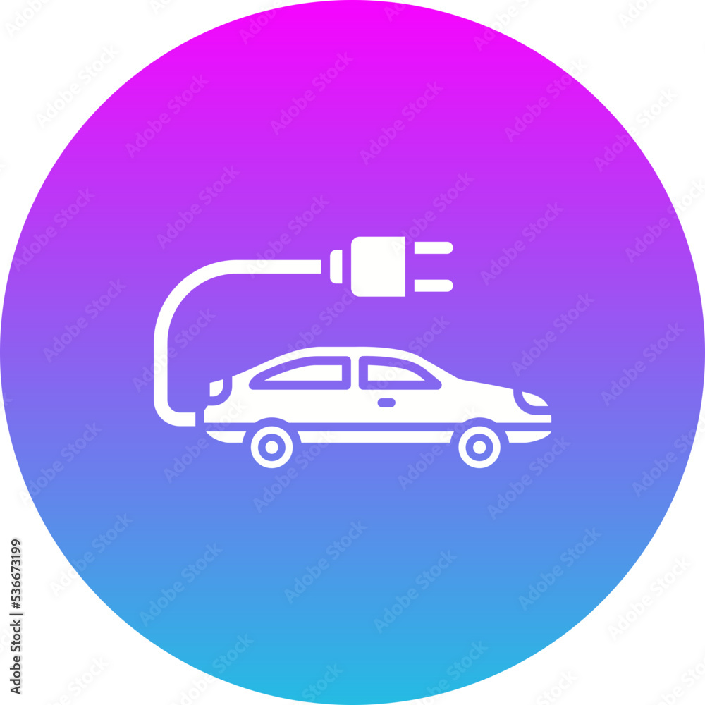 Electric Car Gradient Circle Glyph Inverted Icon