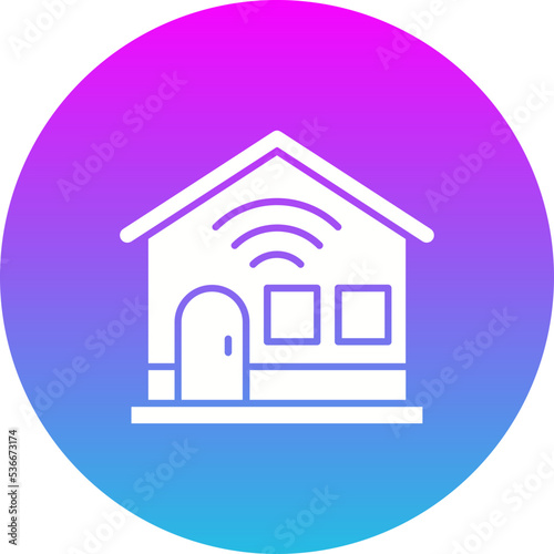 Smart House Gradient Circle Glyph Inverted Icon