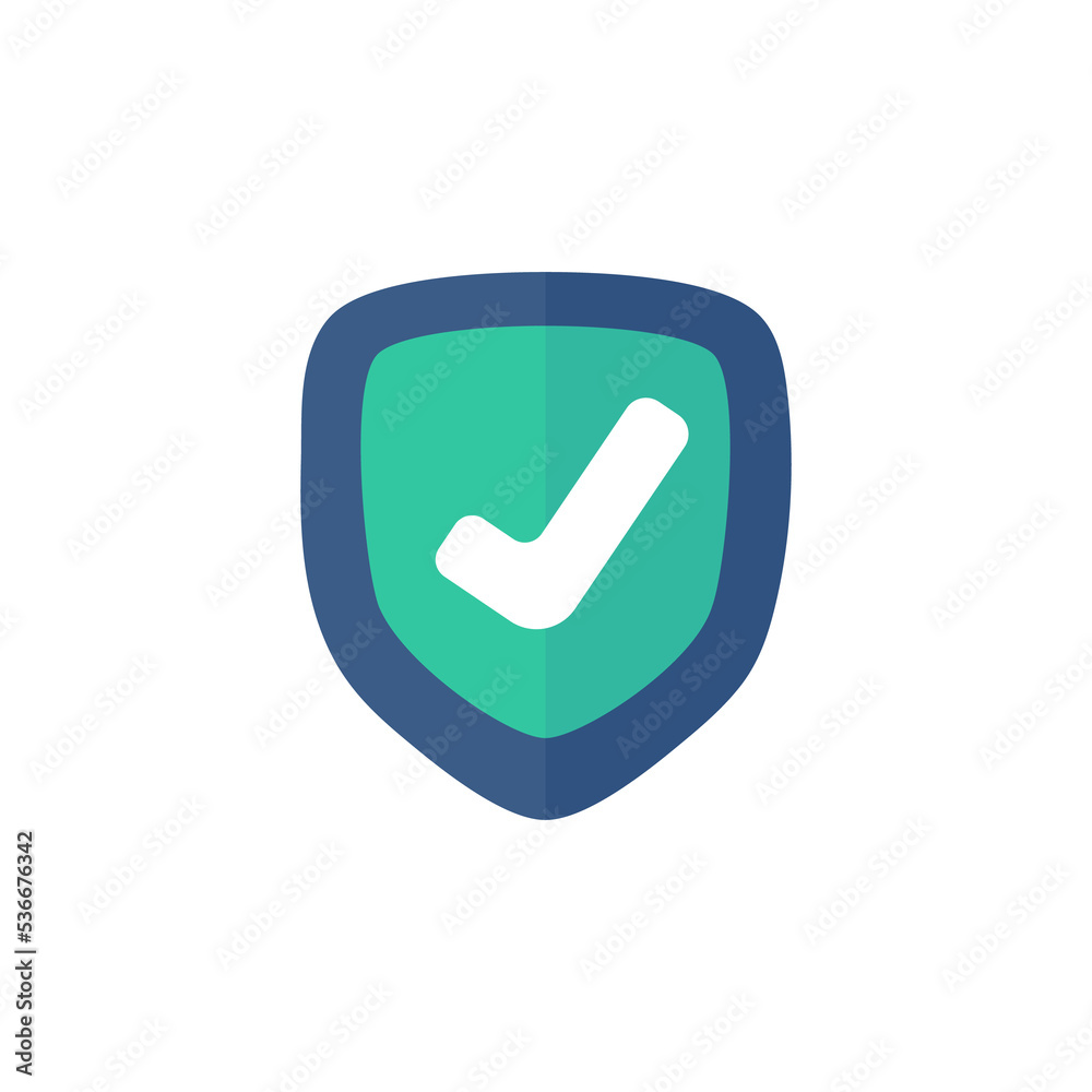 Shield data protection status. A check mark on the shield. Shield data protection status. A check mark on the shield.