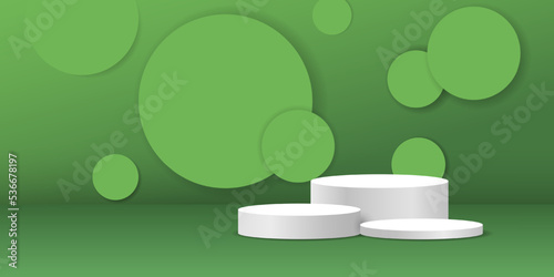 3d background products green white sphere The background is a green shape with a shadow behind it. To increase the prominence of the products that are placed