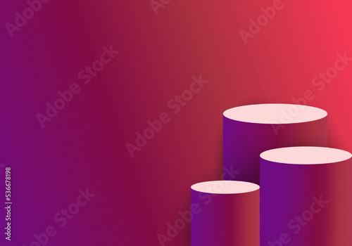 3d background products with tall spheres with red gradients. There are many sizes for displaying products. background red To increase the prominence of the products that are placed