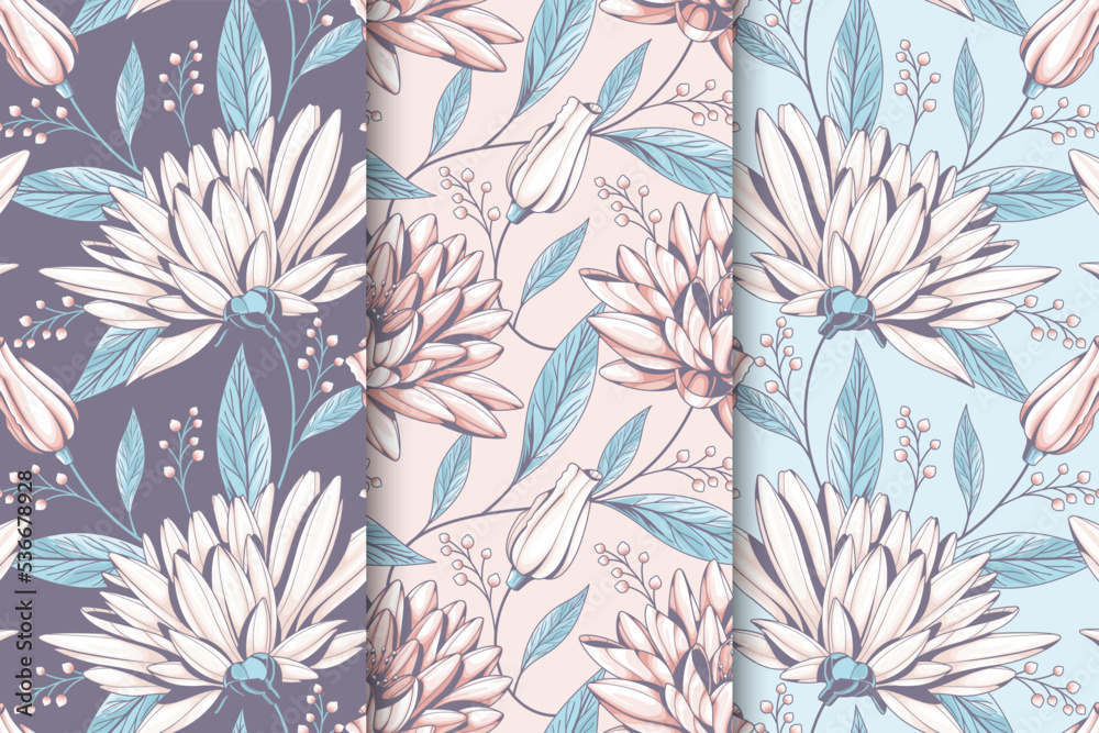 Obraz premium hand drawn lovely floral pattern collection