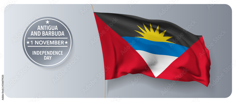 Fototapeta premium Antigua and Barbuda independence day vector banner, greeting card