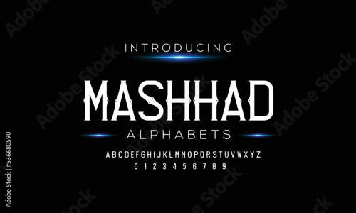Mashhad Elegant luxury alphabet letters font and number. Classic Lettering Minimal Fashion Designs. Typography fonts regular uppercase and lowercase. vector illustration
