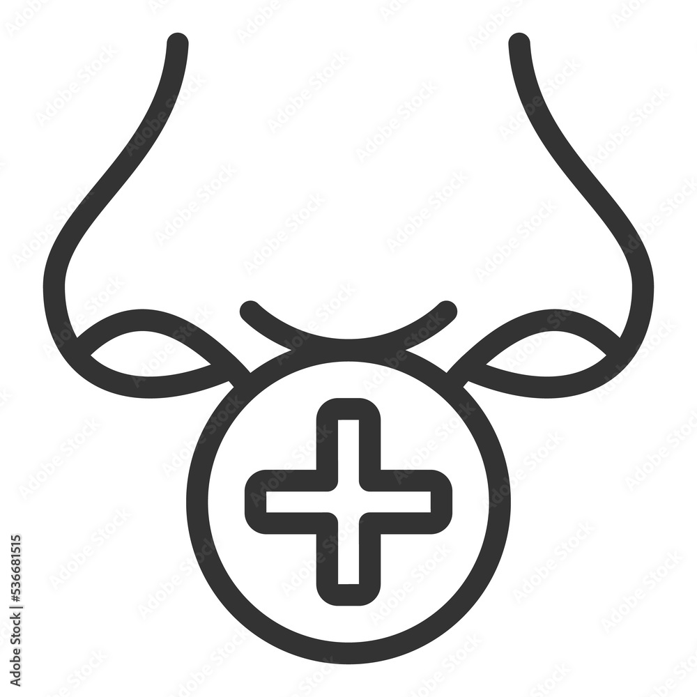 Human nose and test - icon, illustration on white background, outline style Human nose and test - icon, illustration on white background, outline style