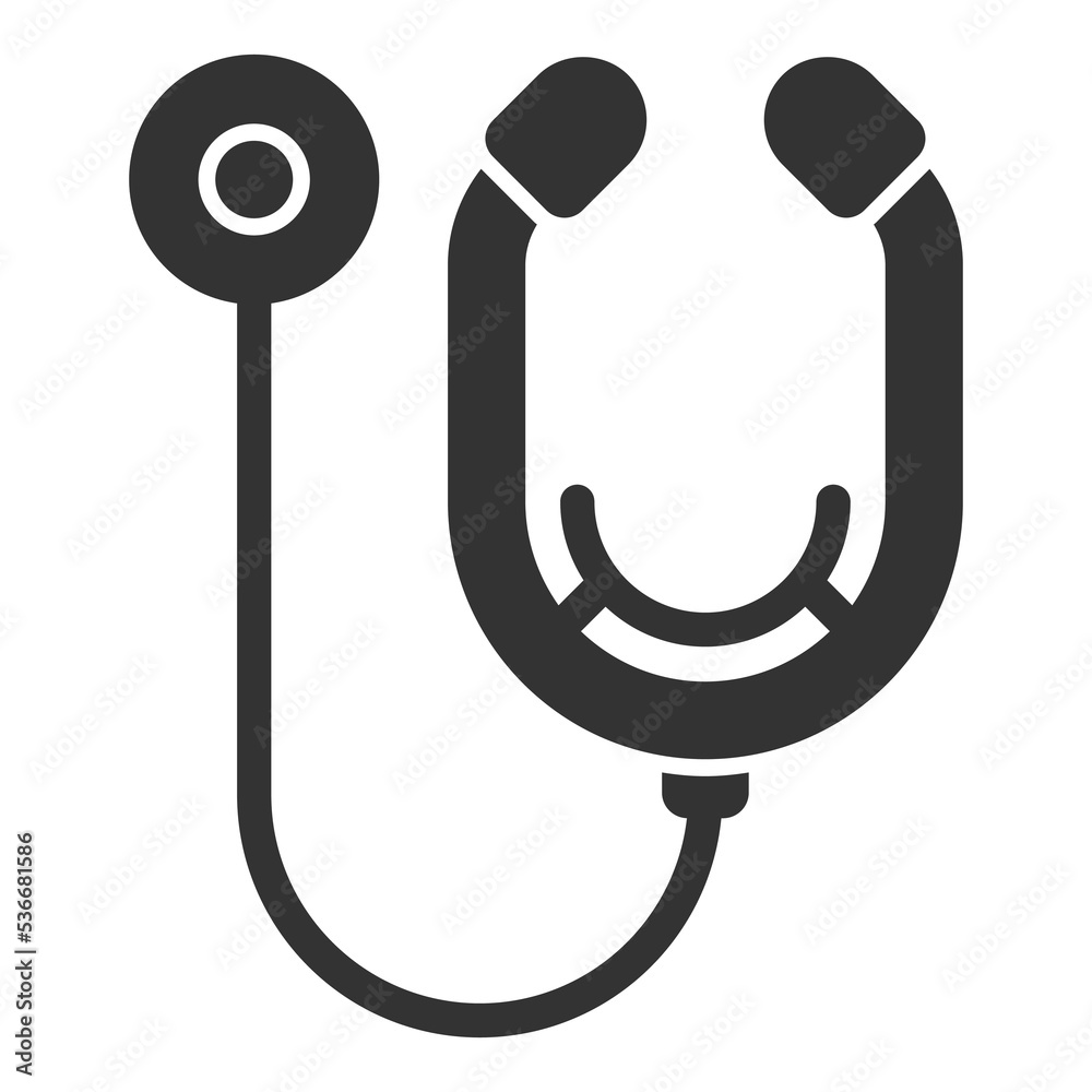 Medical stethoscope - icon, illustration on white background, glyph style Medical stethoscope - icon, illustration on white background, glyph style