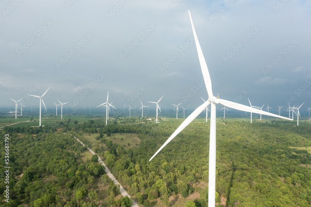 Concept of renewable energy sources, green energy. Innovative wind turbine Sustainable source of electricity is conservation of global environment. Wind energy technology to conserve ecosystems.