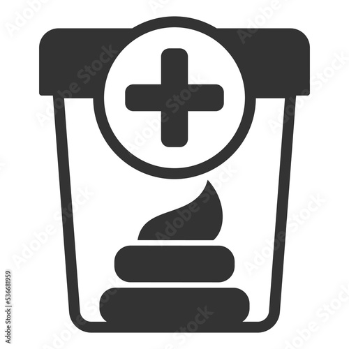 Jar with feces and test - icon, illustration on white background, glyph style