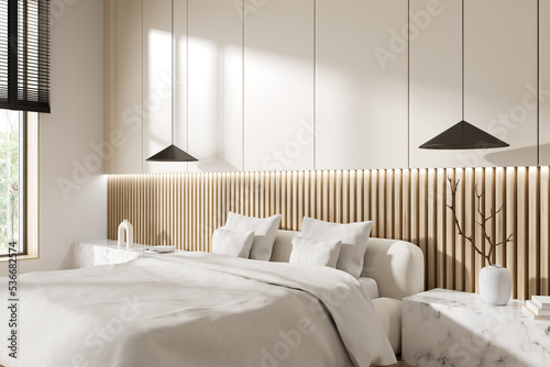 Modern bedroom interior with sleeping corner and decoration