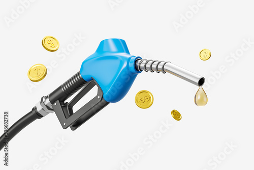 Blue gas pump with oil drop, expensive fuel concept photo