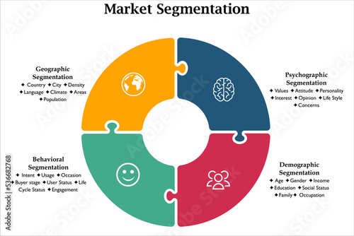 market segmentation with icons and description in an infographic template