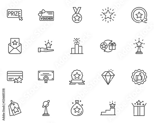 set of prize icon, reward, achievement, quality, star
