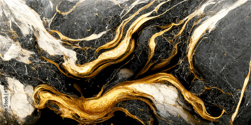 White marble with black and gold