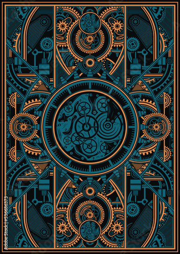 Steampunk Retro Vector Poster Template Vector EPS