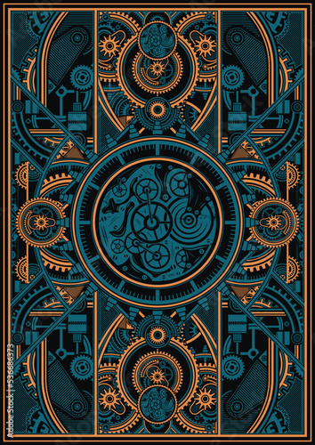 Steampunk Retro Vector Poster Template Vector EPS