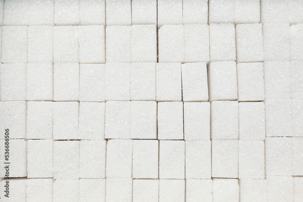 White sugar cubes as background, top view White sugar cubes as background, top view