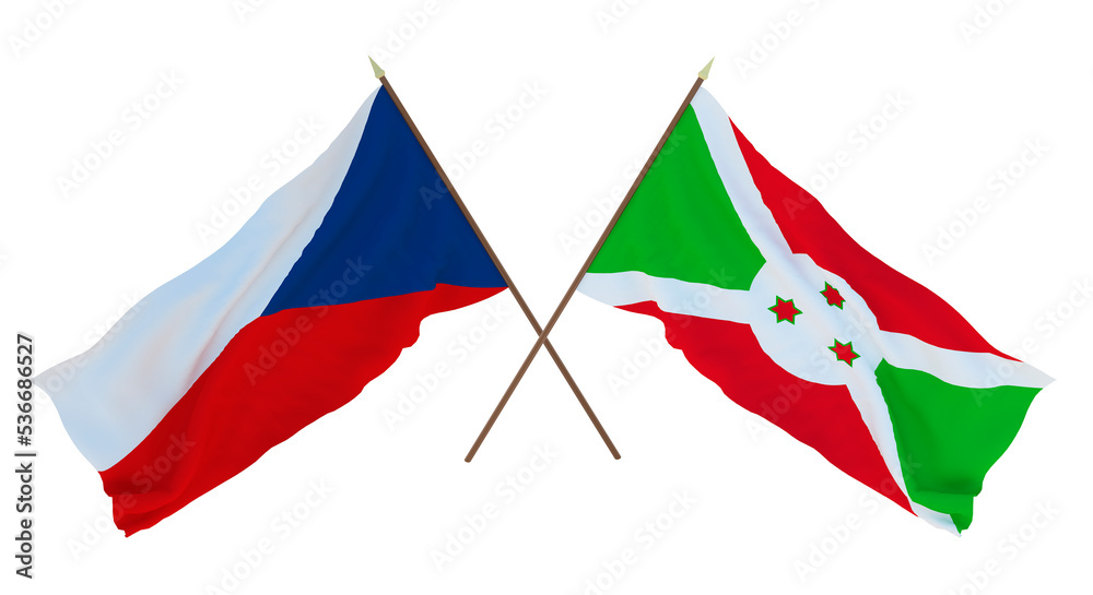 Background, 3D render for designers, illustrators. National Independence Day. Flags Czech Republic and Burundi Background, 3D render for designers, illustrators. National Independence Day. Flags Czech Republic and Burundi