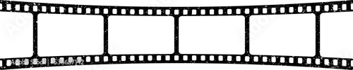 Retro curved film strip. Old grunge cinema movie strip. Analog video recording equipment. Vector illustration