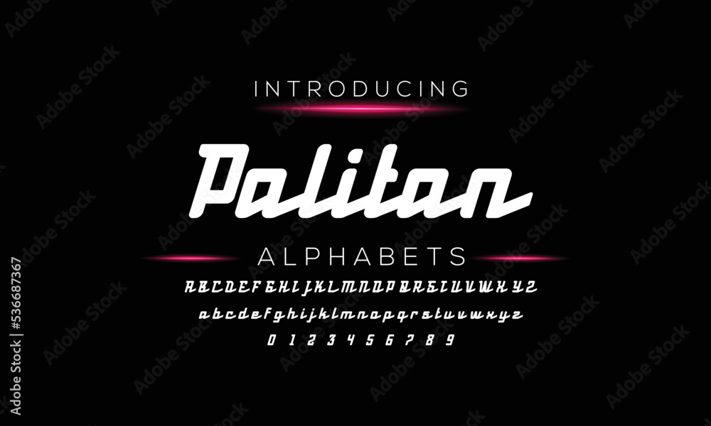 Politan Modern Minimal Tech font style. Tech letter typeface. Luxury Vector Logo illustration.