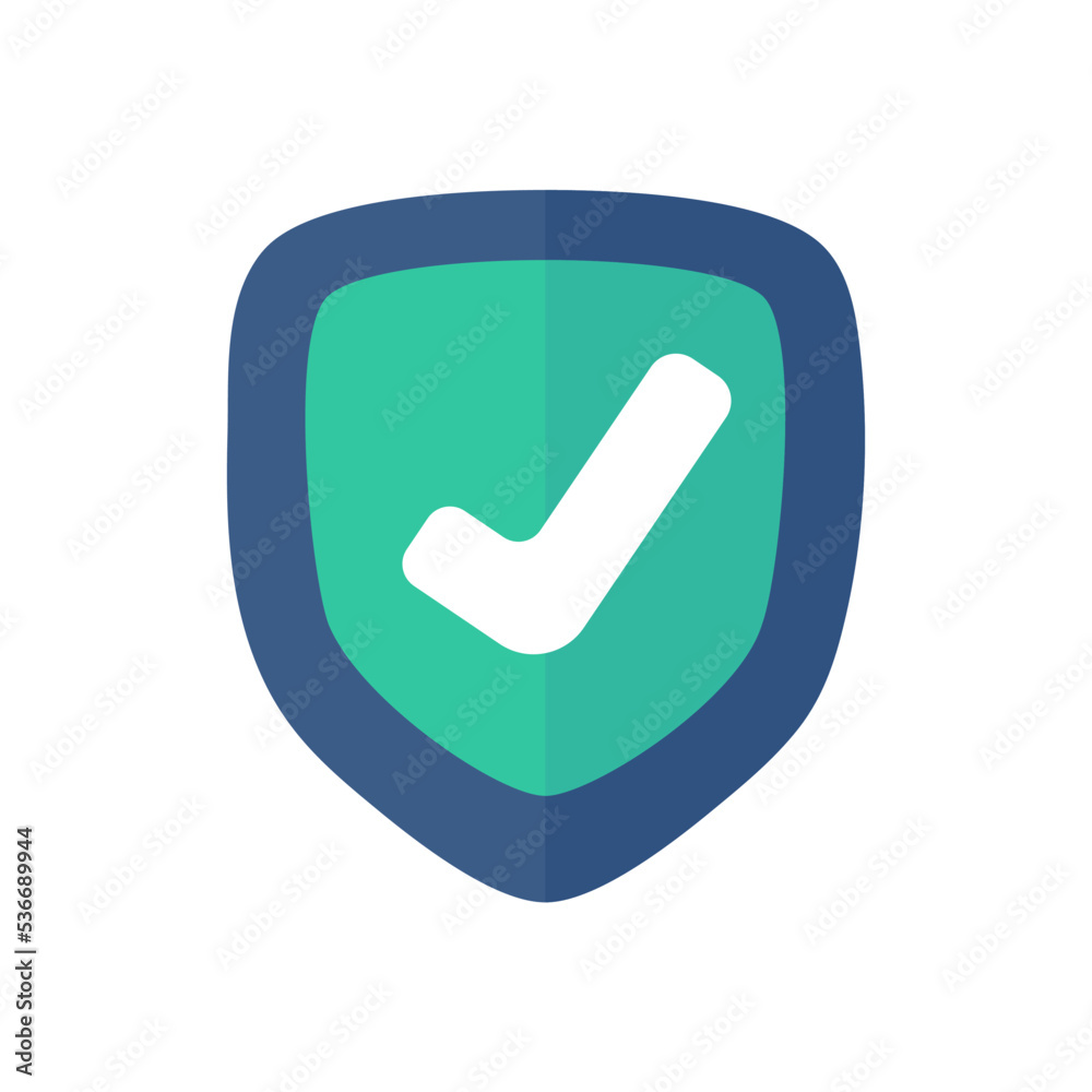 Shield data protection status. A check mark on the shield. Shield data protection status. A check mark on the shield.