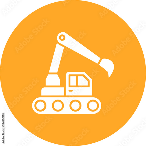 Excavator Multicolor Circle Glyph Inverted Icon