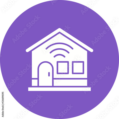 Smart House Multicolor Circle Glyph Inverted Icon