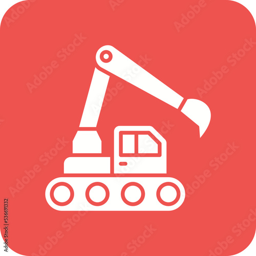 Excavator Multicolor Round Corner Glyph Inverted Icon