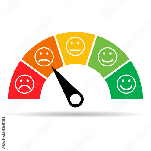 Customer satisfaction meter shadow icon, graph rating measure business report vector illustration