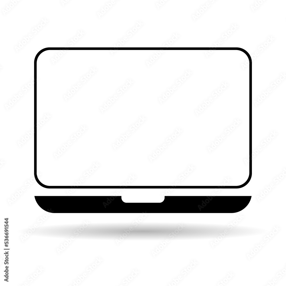 Laptop flat web icon shadow, notebook computer technology symbol , blank display vector illustration Laptop flat web icon shadow, notebook computer technology symbol , blank display vector illustration