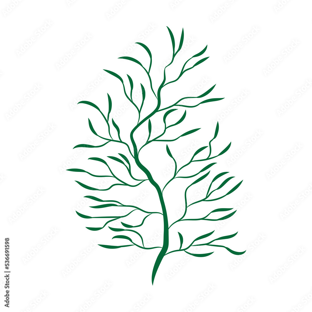 Fototapeta premium Green leafy plant with decorative art isolated vector illustration