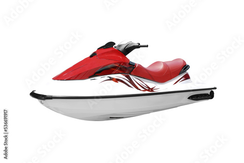 fast red and white jet ski transparent