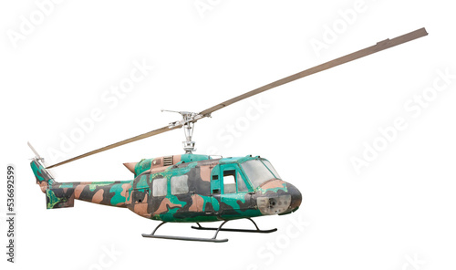old helicopter in flight isolated and save as to PNG file