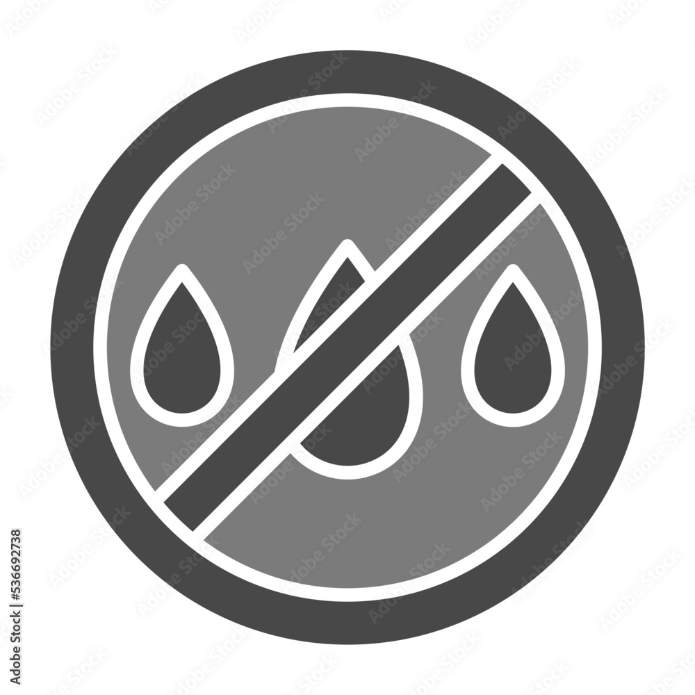 No Water Greyscale Glyph Icon No Water Greyscale Glyph Icon