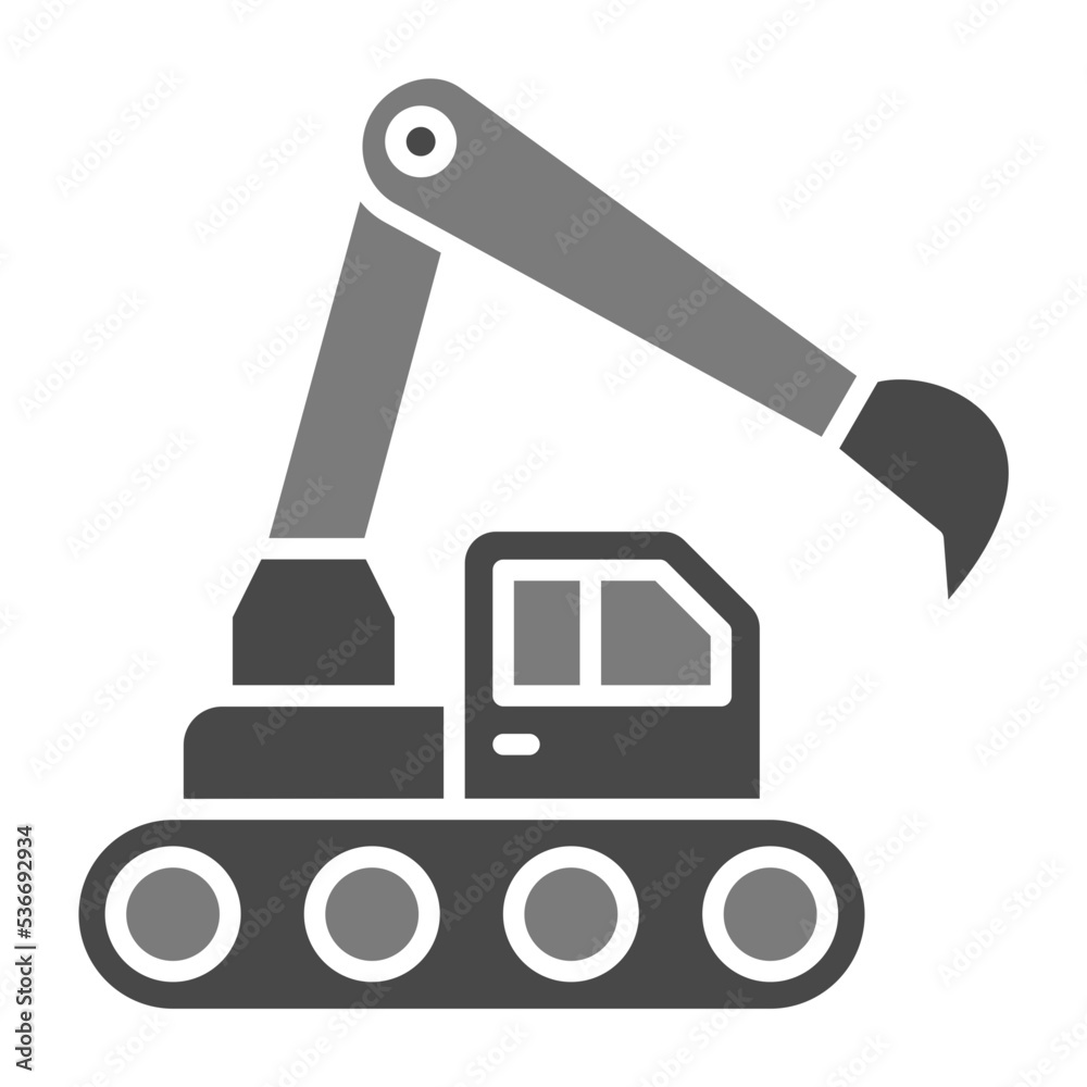 Excavator Greyscale Glyph Icon Excavator Greyscale Glyph Icon