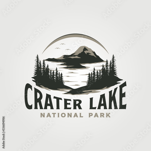 crater lake national park logo vector vintage illustration design photo