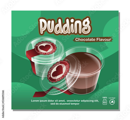Mockup pudding cup vector illustration