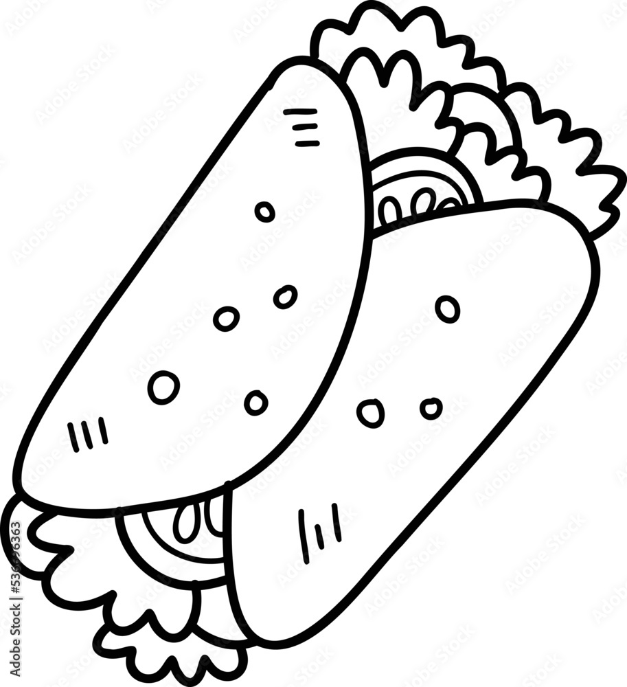 Hand Drawn delicious Burrito illustration Hand Drawn delicious Burrito illustration